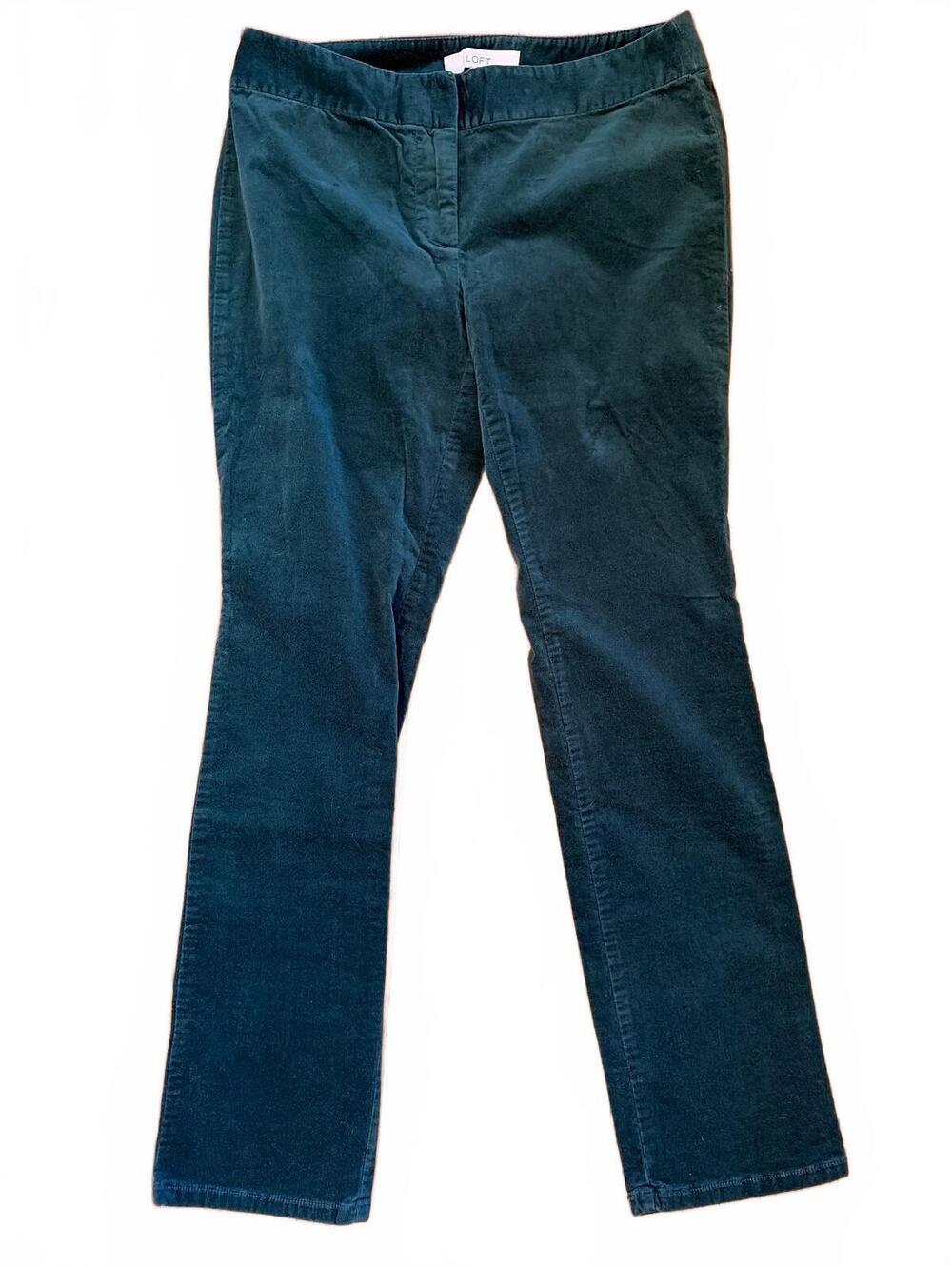 LOFT Petites Velvet Pants 4P Emerald Green Bootcut Dark Academia Fall Holiday